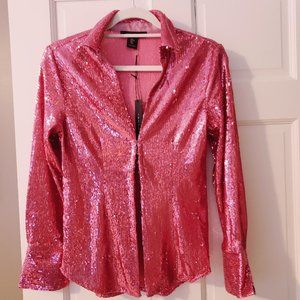 New with Tags Tahari Sequined button up Shirt. Size Medium